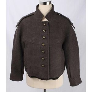 Yves Saint Laurent Brown Cropped Military Jacket